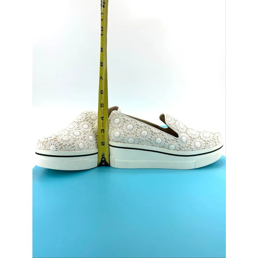 Stella McCartney Binx Platform Loafer Size 5/35 Tan/White Daisies Slip-On New